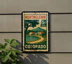Northglenn Colorado Metal Sign – Retro Postage Stamp Design Featuring Cityscape and Local Landmarks — photo 5