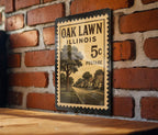 Oak Lawn Illinois Metal Sign – Retro Postage Stamp Design Featuring City Name and Vintage Travel Theme — photo 2