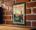 New Haven Connecticut Metal Sign – Retro Postage Stamp Design Featuring City Landmarks and Scenic Views — photo 1