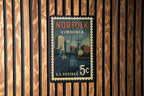 Norfolk Virginia Metal Sign Featuring Retro Postage Stamp Design with City Skyline and Coastal Landmark Scene — photo 2