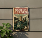 North Bergen New Jersey Metal Sign – Retro Postage Stamp Design Featuring City Name and Scenic Local Elements — photo 5