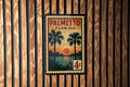 Palmetto Florida Metal Sign Featuring Retro Postage Stamp Design with Palm Trees and Coastal Scenery Décor — photo 1