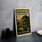 Oakdale California Metal Sign – Retro Postage Stamp Design Featuring Historic Town Landmark and Scenic Landscape — photo 4