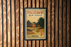 Piscataway New Jersey Metal Sign Featuring Retro Postage Stamp Design of Local Landmarks and Scenic Views — photo 1