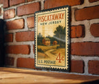 Piscataway New Jersey Metal Sign Featuring Retro Postage Stamp Design of Local Landmarks and Scenic Views — photo 2