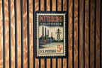 Pittsburg California Metal Sign – Retro Postage Stamp Design Featuring Iconic City Landmarks and Coastal Theme Decor — photo 2