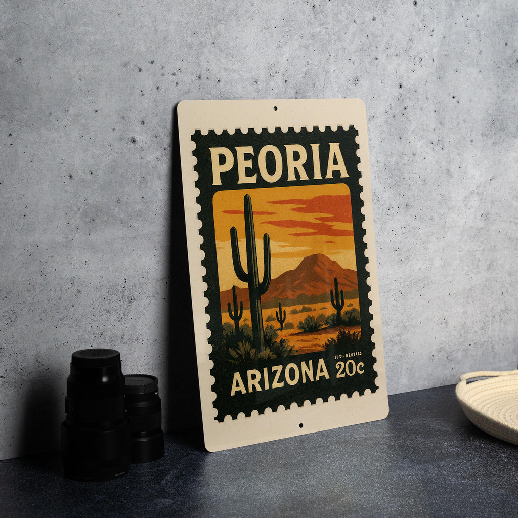 Peoria Arizona Postage Stamp Metal Sign – Vintage-Inspired City Landmark Wall Decor — photo 4