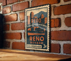 Reno Nevada Metal Sign – Vintage Postage Stamp Design Featuring City Landmarks and Scenic Views — photo 4