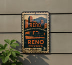 Reno Nevada Metal Sign – Vintage Postage Stamp Design Featuring City Landmarks and Scenic Views — photo 6