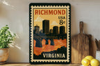Richmond Virginia Postage Stamp Metal Sign – Vintage Travel-Inspired Wall Decor Featuring Iconic City Landmarks — photo 3