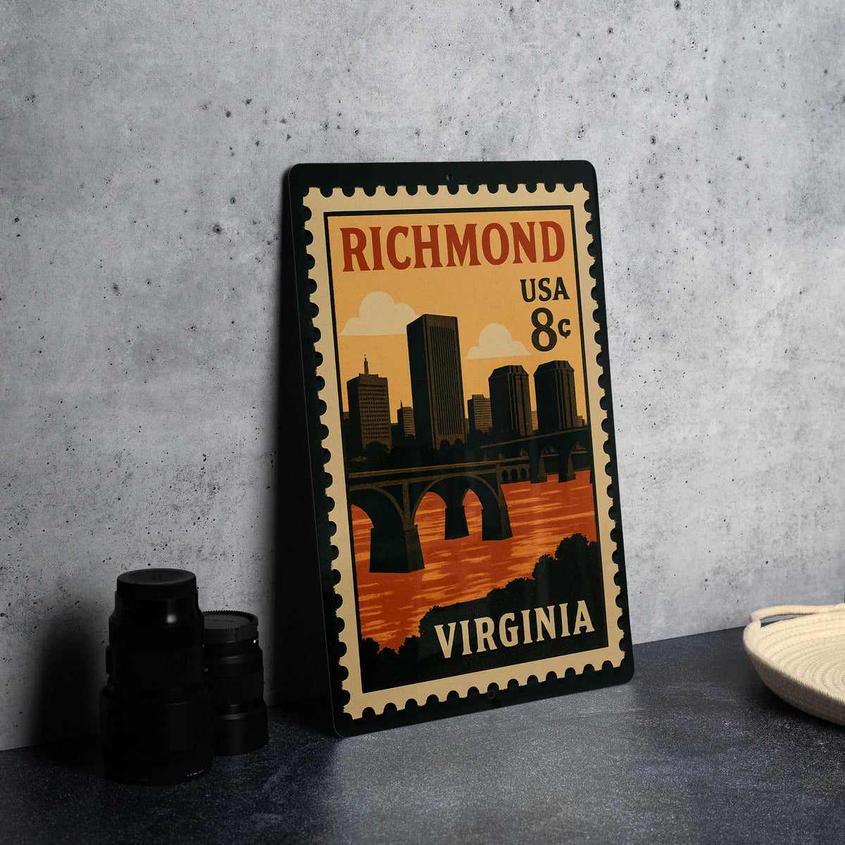 Richmond Virginia Postage Stamp Metal Sign – Vintage Travel-Inspired Wall Decor Featuring Iconic City Landmarks — photo 4