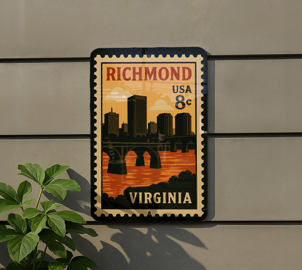 Richmond Virginia Postage Stamp Metal Sign – Vintage Travel-Inspired Wall Decor Featuring Iconic City Landmarks — photo 5