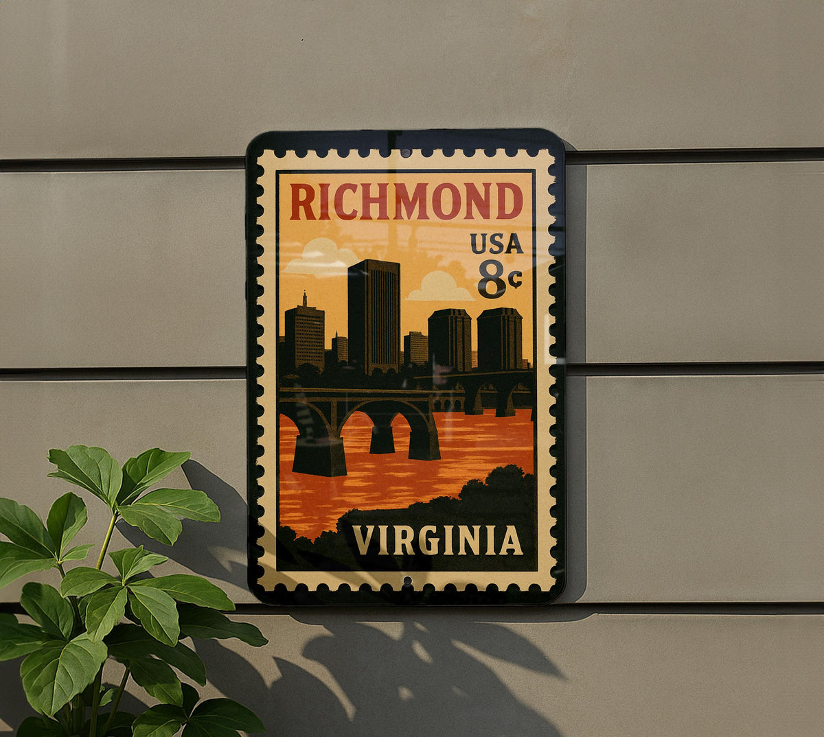 Richmond Virginia Postage Stamp Metal Sign – Vintage Travel-Inspired Wall Decor Featuring Iconic City Landmarks — photo 5