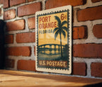 Port Orange Florida Metal Sign – Vintage Postage Stamp Design Featuring Coastal Town Name and Travel Theme Decor — photo 3