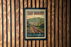 San Bruno California Metal Sign – Retro Postage Stamp Design Featuring Scenic City Landmarks and Vintage Travel Theme — photo 1