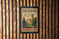 San Leandro California Metal Sign – Retro Postage Stamp Design Featuring Cityscape and Iconic Landmarks — photo 1