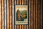 San Rafael California Metal Sign – Retro Postage Stamp Design Featuring Scenic Landscape and Iconic Landmarks — photo 1