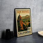 San Rafael California Metal Sign – Retro Postage Stamp Design Featuring Scenic Landscape and Iconic Landmarks — photo 4