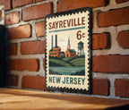 Sayreville New Jersey Metal Sign – Retro Postage Stamp Design Featuring Iconic Town Name and Vintage Travel Theme — photo 2