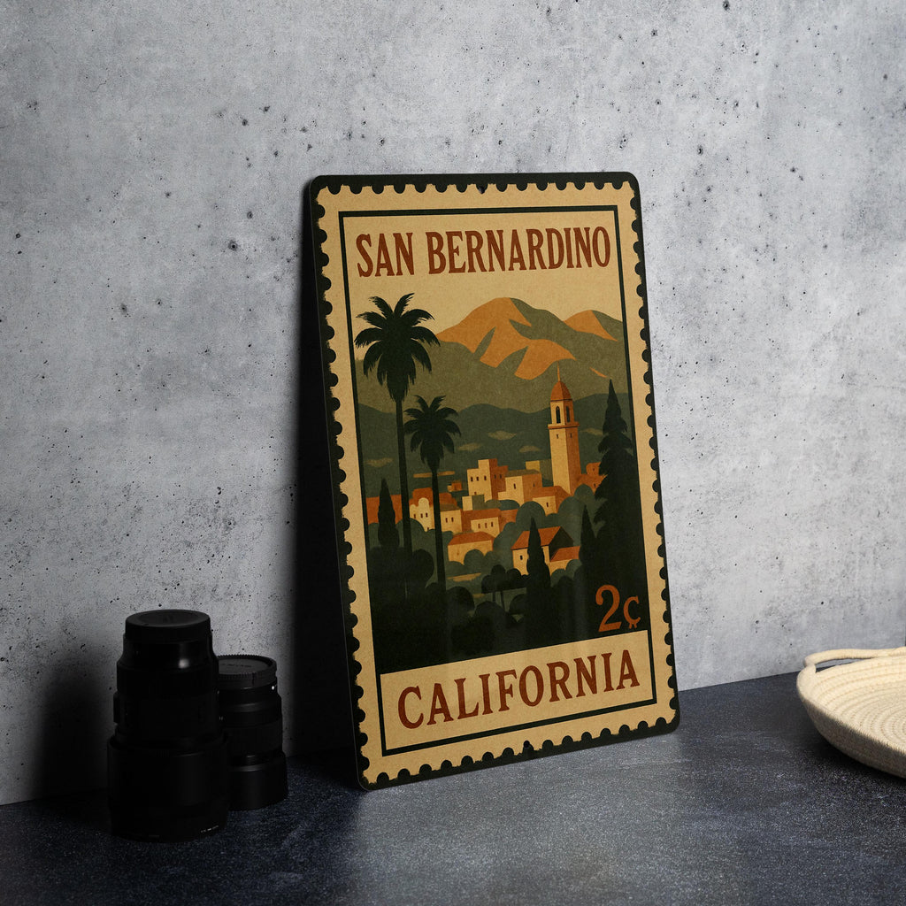 San Bernardino California Postage Stamp Metal Sign – Vintage Travel Souvenir Decorative Wall Art — photo 4