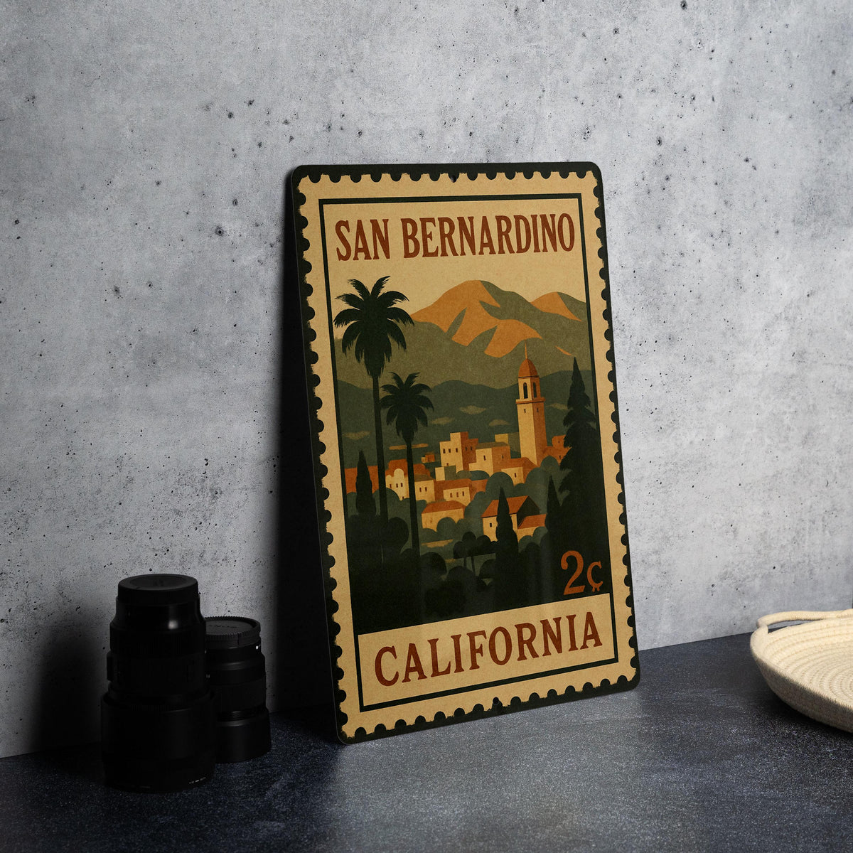 San Bernardino California Postage Stamp Metal Sign – Vintage Travel Souvenir Decorative Wall Art — photo 4