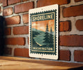 Shoreline Washington Metal Sign – Retro Postage Stamp Design Featuring Coastal Town Scene and Pacific Northwest Theme — photo 1