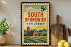 South Brunswick New Jersey Metal Sign – Retro Postage Stamp Design Featuring City Name and Vintage Travel Theme — photo 1