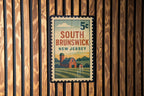 South Brunswick New Jersey Metal Sign – Retro Postage Stamp Design Featuring City Name and Vintage Travel Theme — photo 2