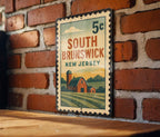 South Brunswick New Jersey Metal Sign – Retro Postage Stamp Design Featuring City Name and Vintage Travel Theme — photo 3