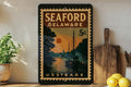 Seaford Delaware Metal Sign – Vintage Postage Stamp Design Featuring City Name and Retro Travel Theme Décor — photo 1
