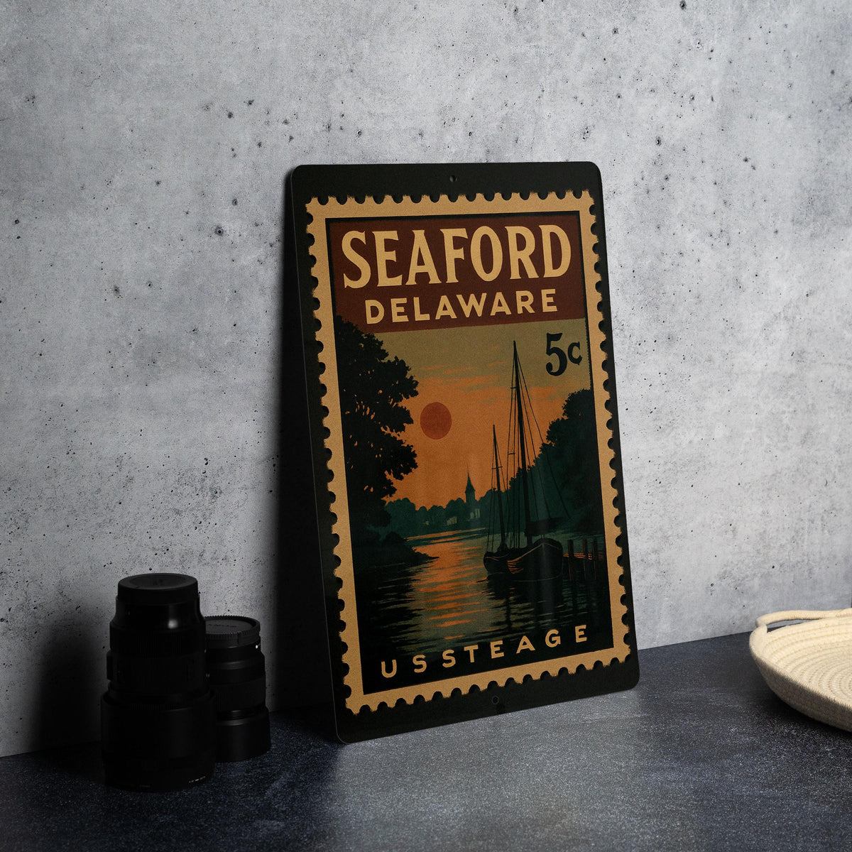 Seaford Delaware Metal Sign – Vintage Postage Stamp Design Featuring City Name and Retro Travel Theme Décor — photo 4