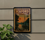Seaford Delaware Metal Sign – Vintage Postage Stamp Design Featuring City Name and Retro Travel Theme Décor — photo 5