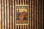 Sierra Vista Arizona Metal Sign Featuring Retro Postage Stamp Design of Scenic Desert Landscape and Mountains — photo 2