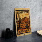 Sierra Vista Arizona Metal Sign Featuring Retro Postage Stamp Design of Scenic Desert Landscape and Mountains — photo 4