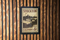 Stockton California Metal Sign – Vintage Postage Stamp Design Featuring City Name and Scenic Elements — photo 1
