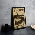 Stockton California Metal Sign – Vintage Postage Stamp Design Featuring City Name and Scenic Elements — photo 4