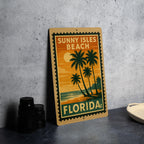 Sunny Isles Beach Florida Metal Sign – Retro Postage Stamp Design Featuring Coastal Scene and City Name Display — photo 4
