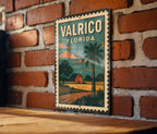 Valrico Florida Metal Sign – Retro Postage Stamp Design Featuring City Name and Vintage Travel Theme — photo 2