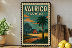 Valrico Florida Metal Sign – Retro Postage Stamp Design Featuring City Name and Vintage Travel Theme — photo 3