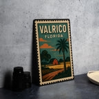 Valrico Florida Metal Sign – Retro Postage Stamp Design Featuring City Name and Vintage Travel Theme — photo 4