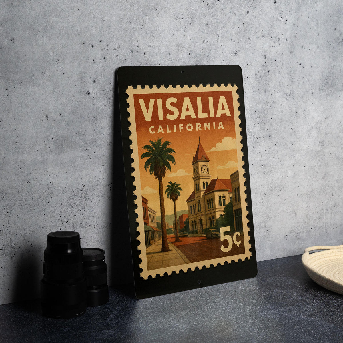 Visalia California Postage Stamp Design Metal Sign – Vintage-Inspired Visalia Wall Decor for Home or Office — photo 4