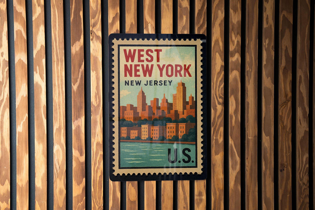 West New York New Jersey Postage Stamp Metal Sign – Vintage-Inspired City Souvenir Wall Decor — photo 1