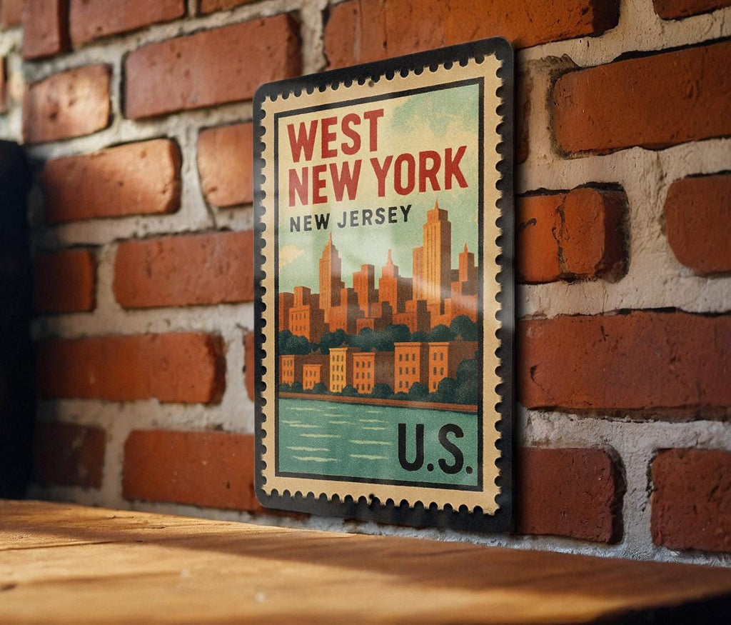 West New York New Jersey Postage Stamp Metal Sign – Vintage-Inspired City Souvenir Wall Decor — photo 2