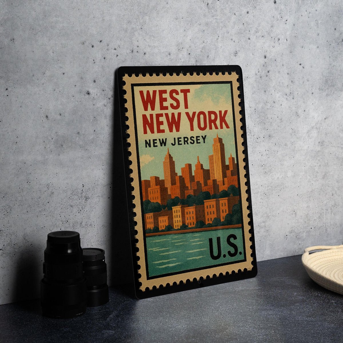 West New York New Jersey Postage Stamp Metal Sign – Vintage-Inspired City Souvenir Wall Decor — photo 4