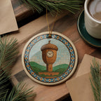 Acorn Landmark Ceramic Ornament Featuring Circular Moroccan Zellige Mosaic Medallion Design — photo 2