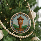 Acorn Landmark Ceramic Ornament Featuring Circular Moroccan Zellige Mosaic Medallion Design — photo 4