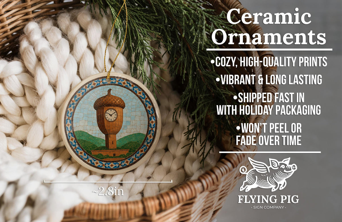 Acorn Landmark Ceramic Ornament Featuring Circular Moroccan Zellige Mosaic Medallion Design — photo 6