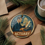 Actuary Landmark Ceramic Ornament – Vintage Circular Design Featuring Iconic Actuary Scene or View — photo 3