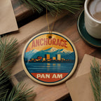 Anchorage USA Ceramic Ornament – Pan Am Poster Design Featuring Iconic Anchorage Landmark and Scenic View — photo 3