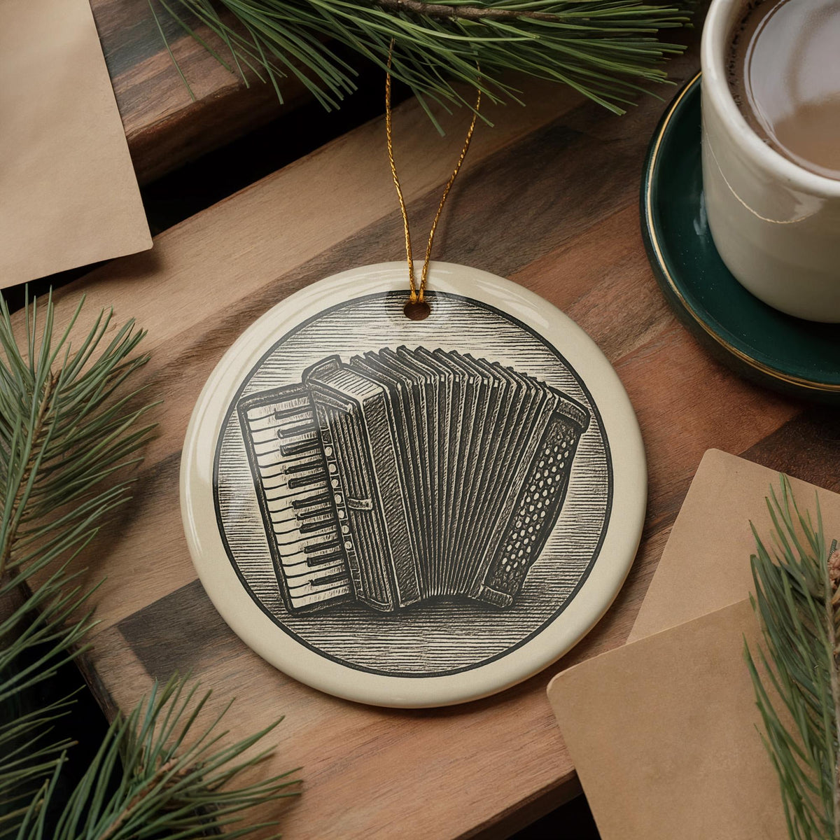 Accordion Landmark Ceramic Ornament – Iconic Accordion Cityscape Design Christmas Tree Decoration — photo 1
